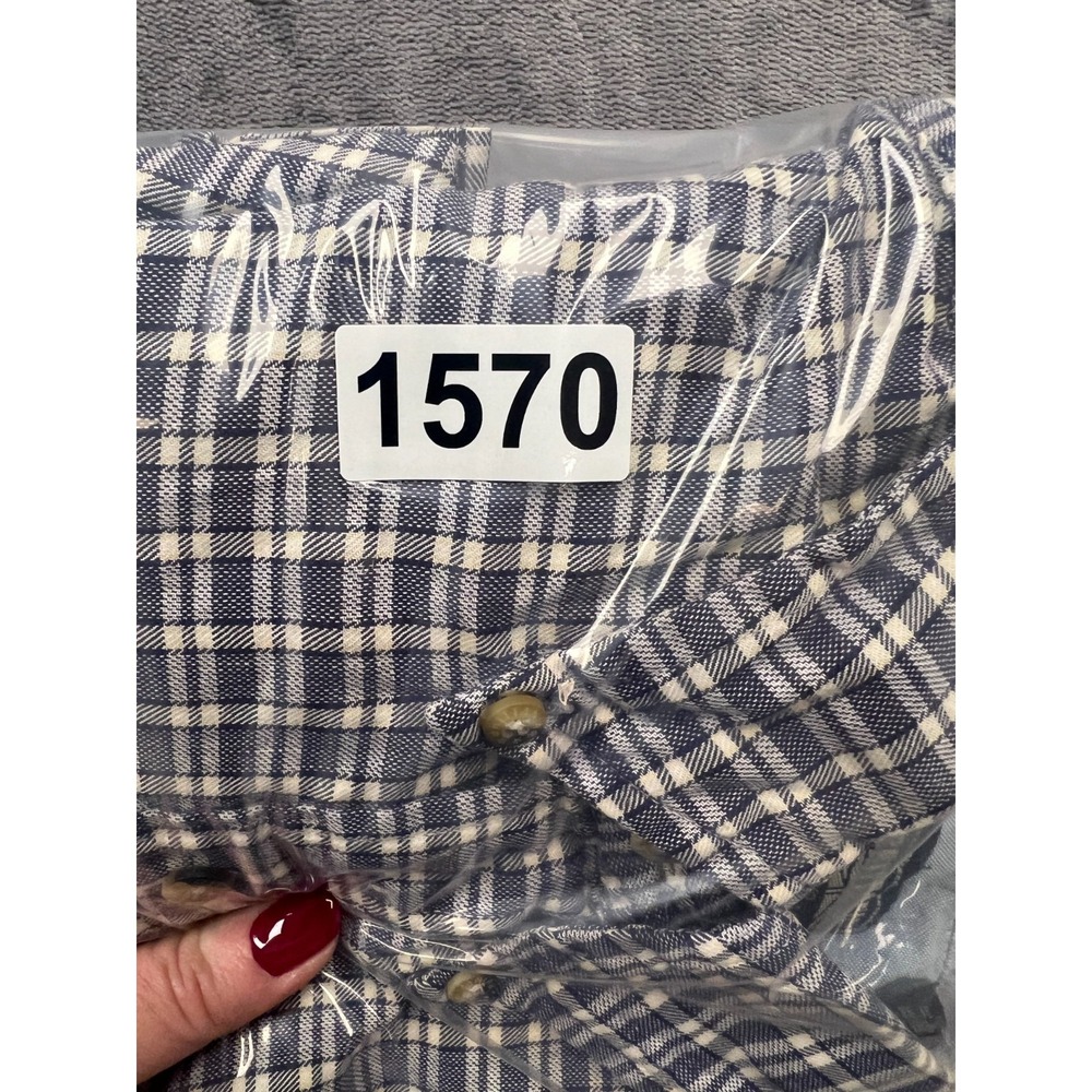 Brittania Button Down Shirt Mens Large L Blue Plaid Short Sleeve Cotton Levi's - Picture 7 of 7